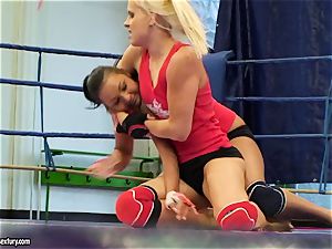 Brandy sneer grapple with a ultra-cutie babe inside the ring